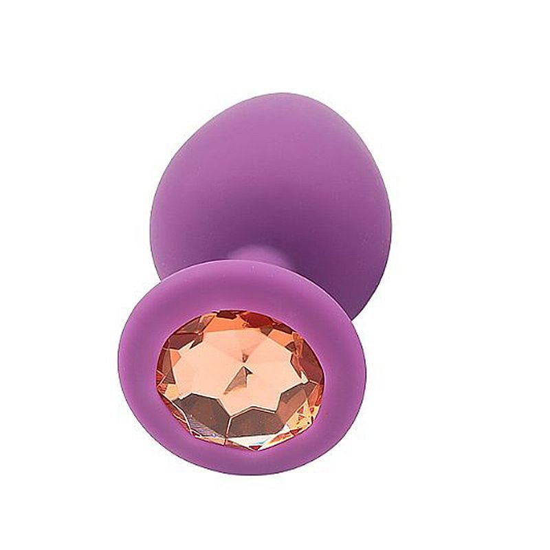 Plug Anal de Silicone - Tamanho G - Roxo+Pedra DR