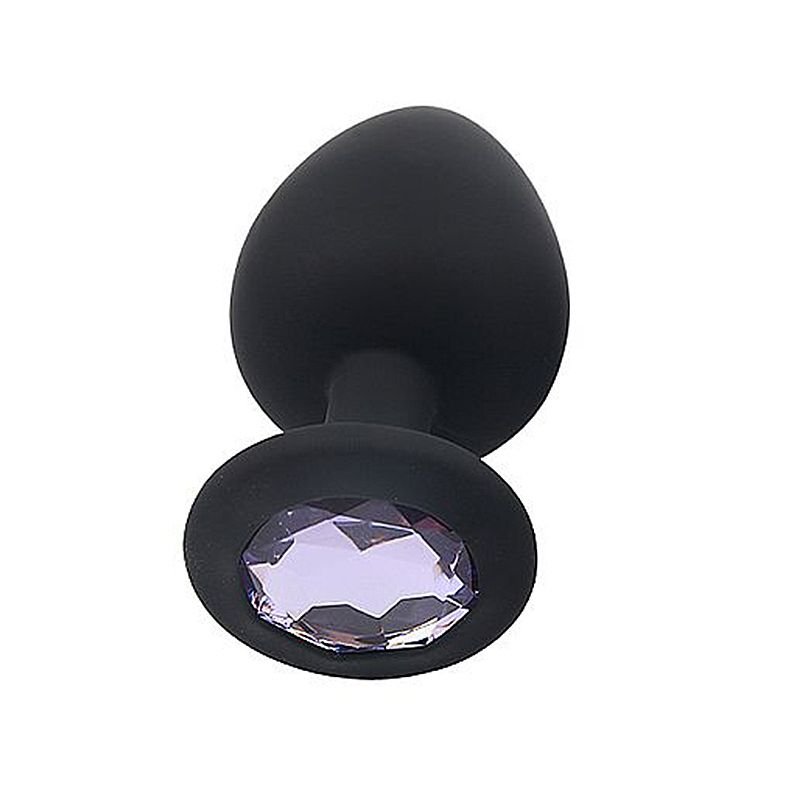 Plug Anal de Silicone - Tamanho G - Roxo+Pedra DR