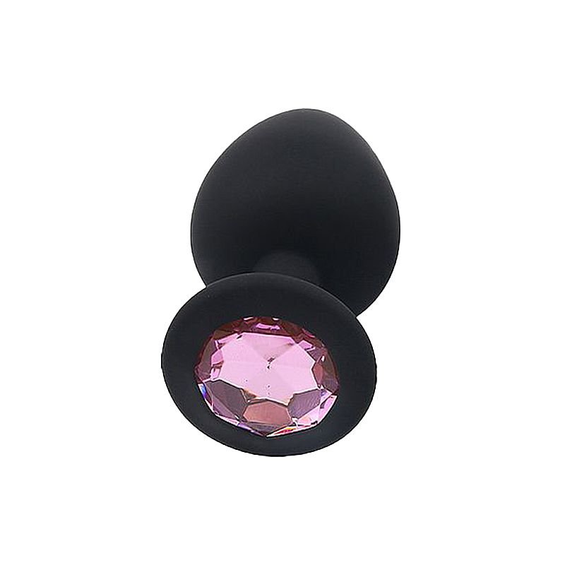 Plug Anal de Silicone - Tamanho M - Preto+Pedra RS