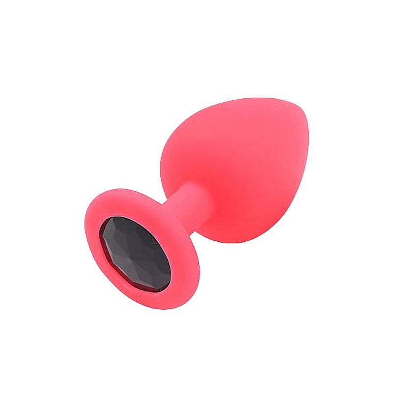 Plug Anal de Silicone - Tamanho M - Preto+Pedra RS