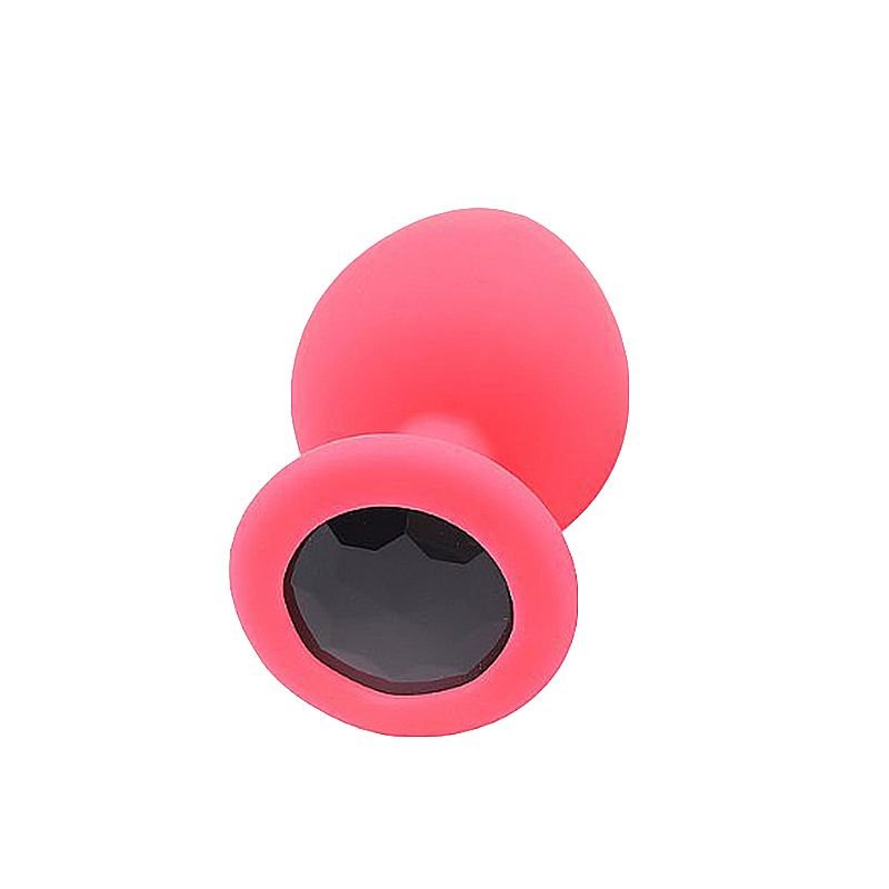 Plug Anal de Silicone - Tamanho M - Preto+Pedra RS