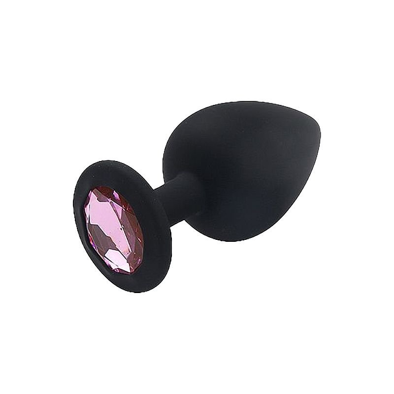 Plug Anal de Silicone - Tamanho M - Preto+Pedra RS