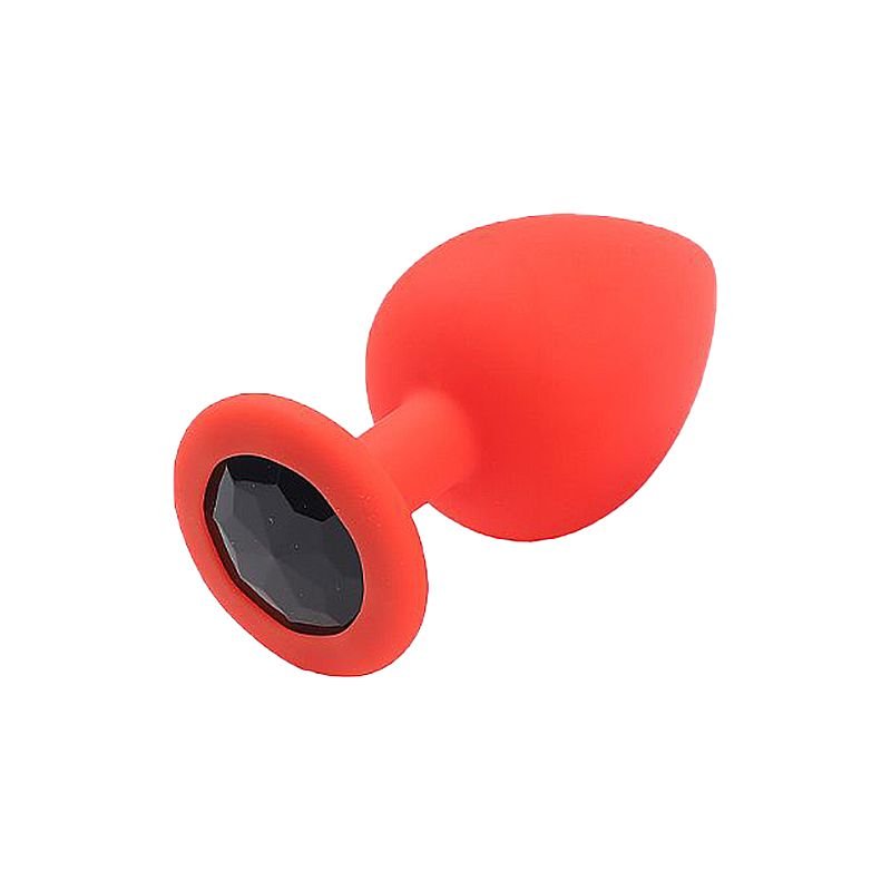 Plug Anal de Silicone - Tamanho M - Roxo+Pedra AZ