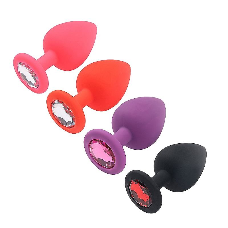 Plug Anal de Silicone - Tamanho P - Preto+Pedra VM