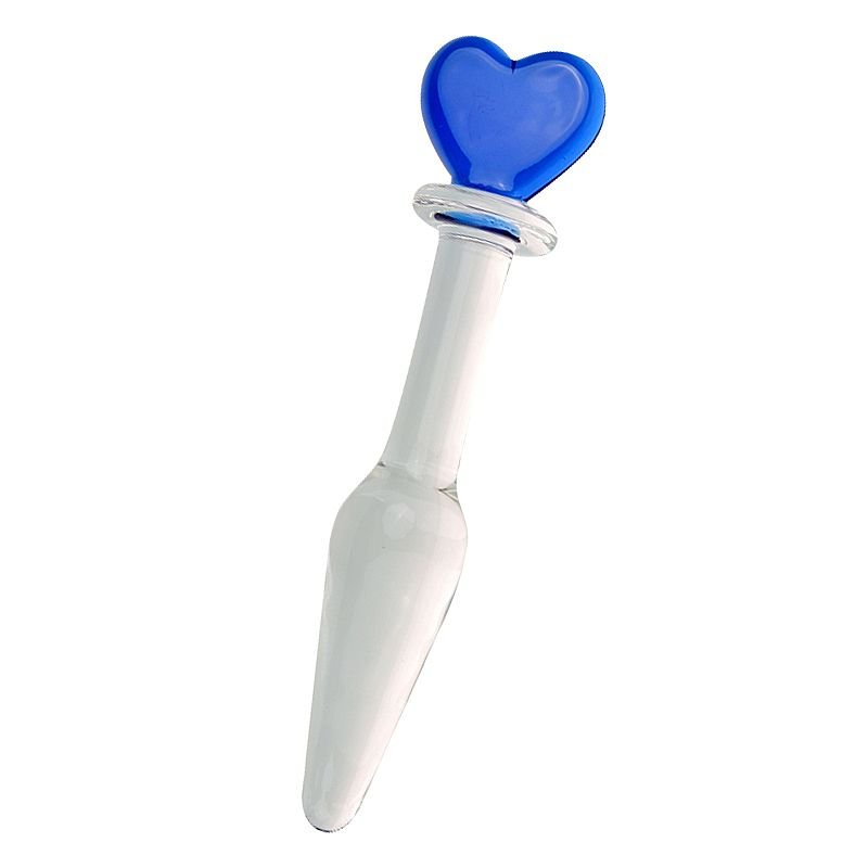 Plug Anal de Vidro com Base de Coração - 14,5 x 2,5 cm