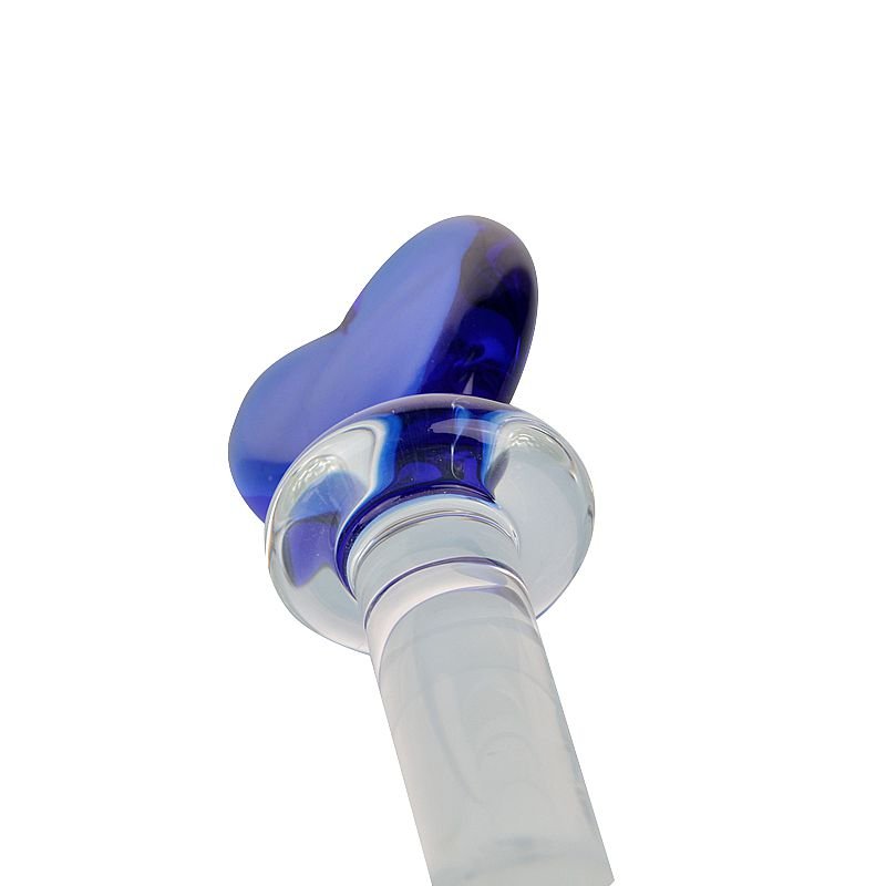 Plug Anal de Vidro com Base de Coração - 14,5 x 2,5 cm