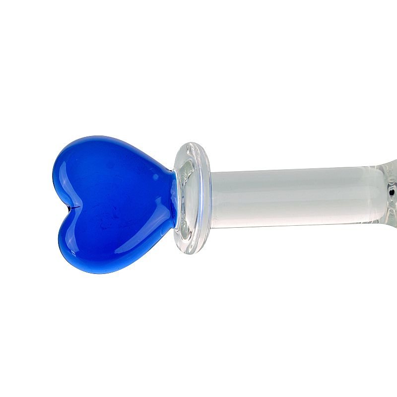 Plug Anal de Vidro com Base de Coração - 14,5 x 2,5 cm