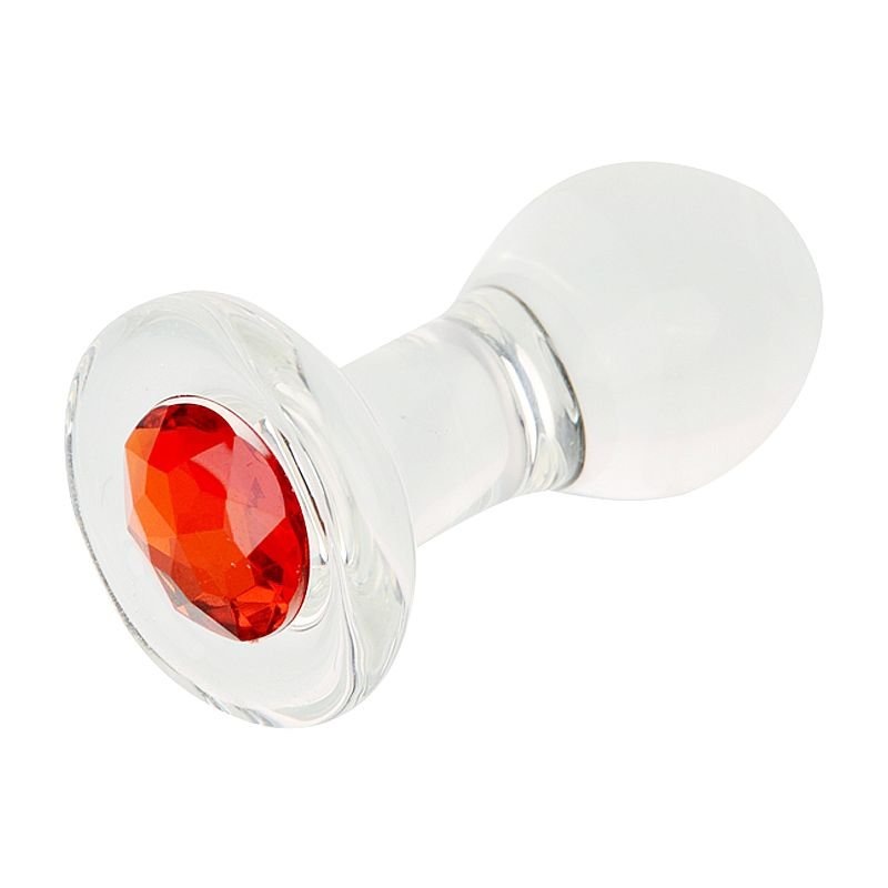 Plug Anal de Vidro - com Pedra Vermelha - 10,9 x 4,3 cm