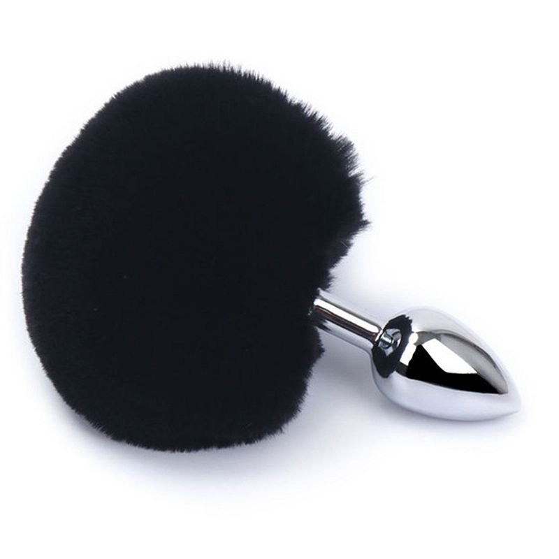 Plug Anal em Aço - Pompom de Coelho - Tamanho - M - Lilás
