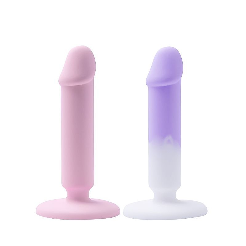 Plug Anal em Silicone com Glande - 13,4 X 2,7 - Branco + Roxo