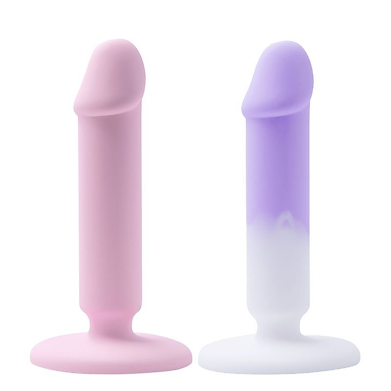 Plug Anal em Silicone com Glande - 14,8 X 2,9 - Branco + Roxo