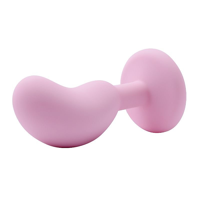 Plug Anal em Silicone com Pedra - Formato de Feijão - 8,2 X 2,7 - Branco + Roxo