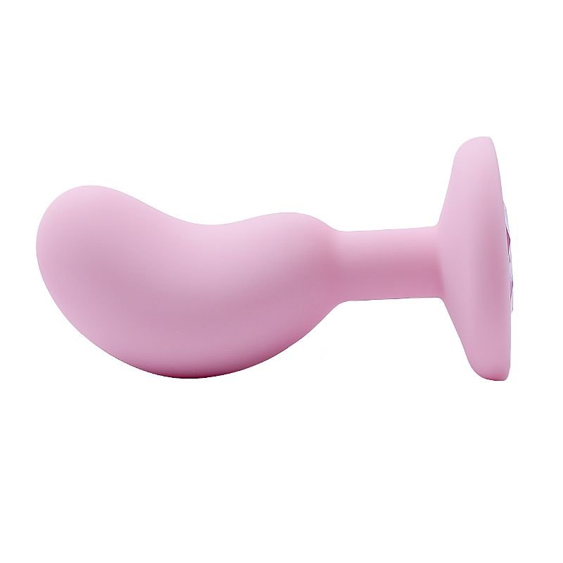Plug Anal em Silicone com Pedra - Formato de Feijão - 9,3 X 3,0 - Rosa