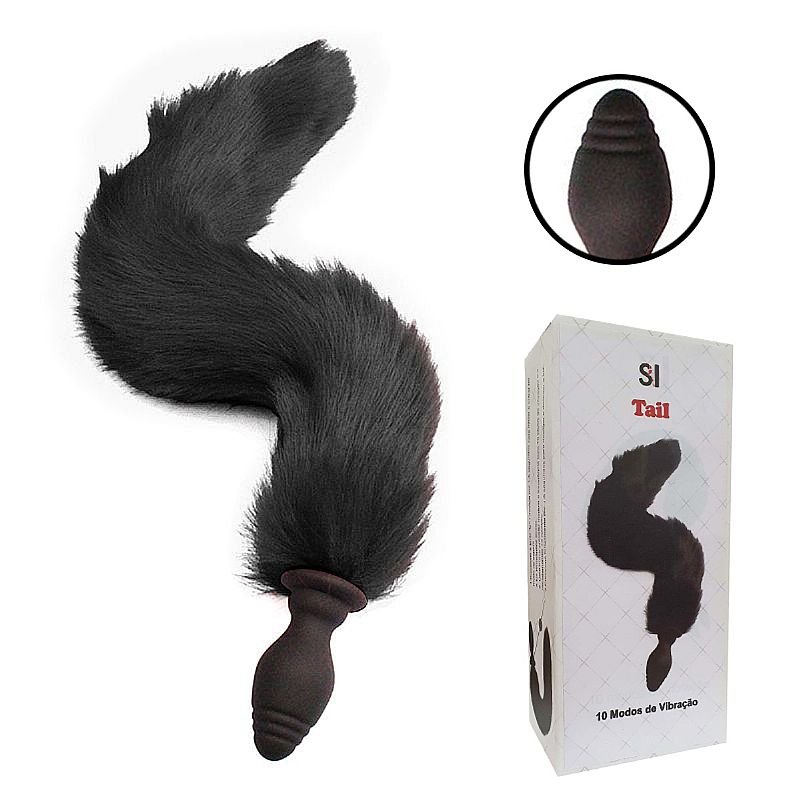 Plug Anal em silicone com Vibro - Rabo de Raposa - Tail - 39 cm