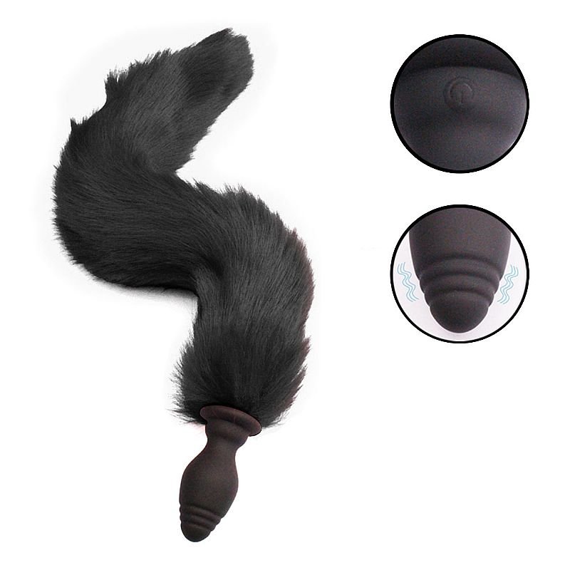Plug Anal em silicone com Vibro - Rabo de Raposa - Tail - 39 cm