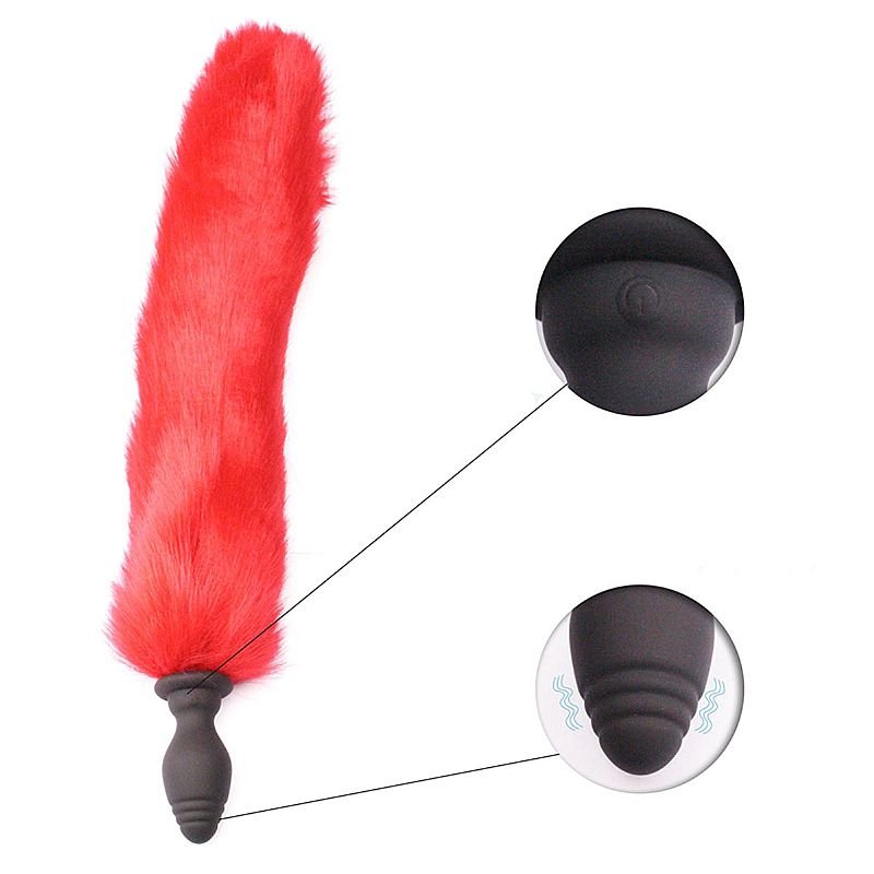 Plug Anal em silicone com Vibro - Rabo de Raposa - Tail - 39 cm
