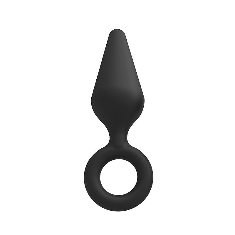 Plug Anal em silicone - Formato Cone com alça de dedo - 11,6x3,3