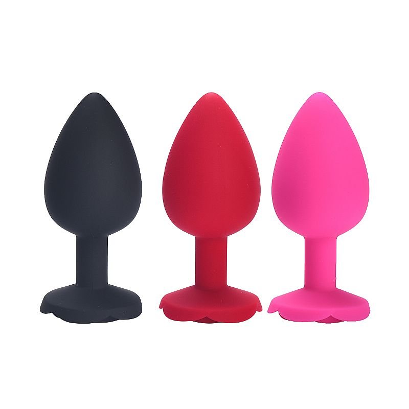 Plug Anal em silicone - Formato de Rosa - Tamanho G - 10,0x4,0
