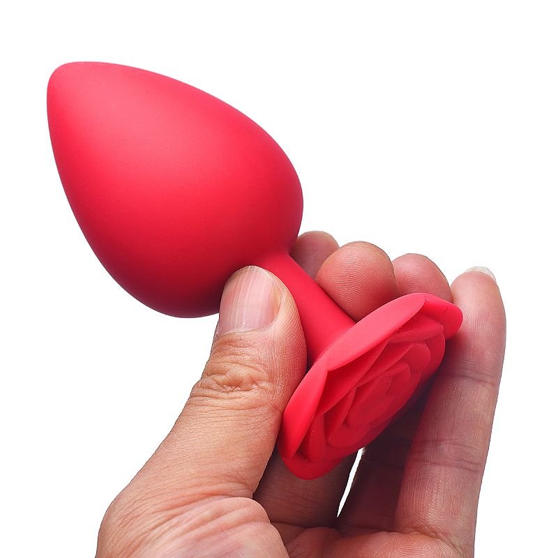 Plug Anal em silicone - Formato de Rosa - Tamanho M - 8,5x3,5