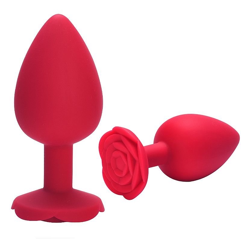 Plug Anal em silicone - Formato de Rosa - Tamanho M - 8,5x3,5