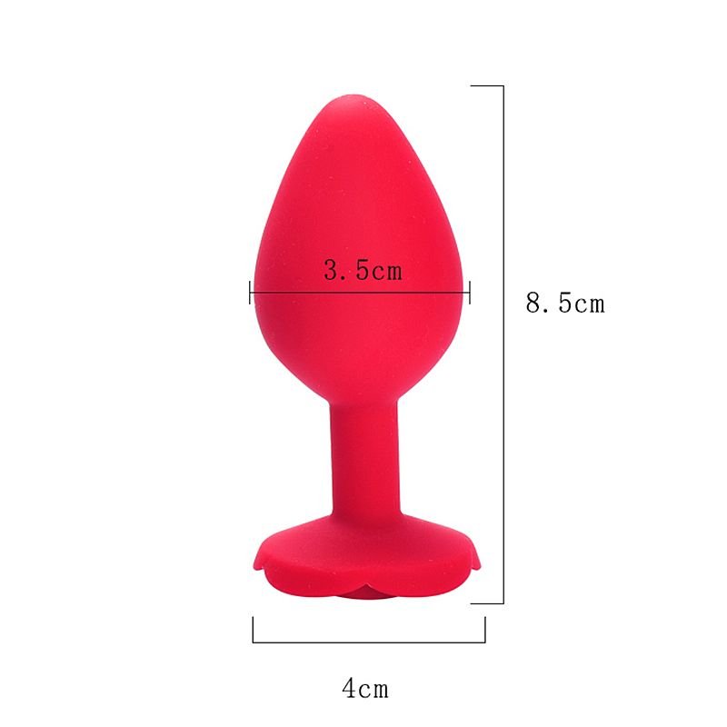 Plug Anal em silicone - Formato de Rosa - Tamanho M - 8,5x3,5