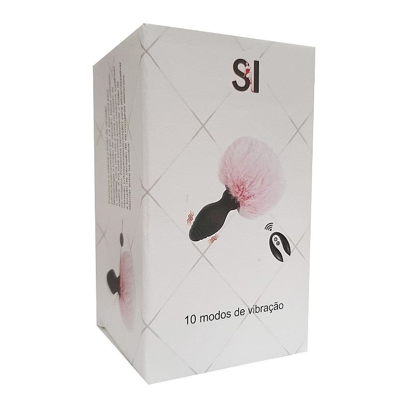 Plug Anal em Silicone - Pompom de Coelho com Vibro e Controle Remoto - Tamanho - M - Branco