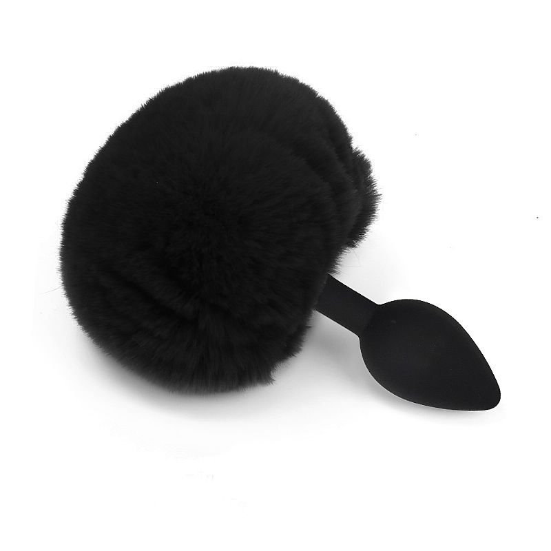 Plug Anal em Silicone - Pompom de Coelho - Tamanho - G - Rosa