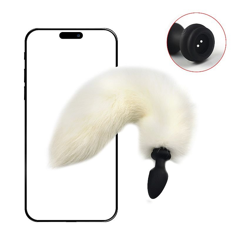 Plug Anal em Silicone - Rabo de Raposa com Rotação - 40 cm - via APP - Roxo