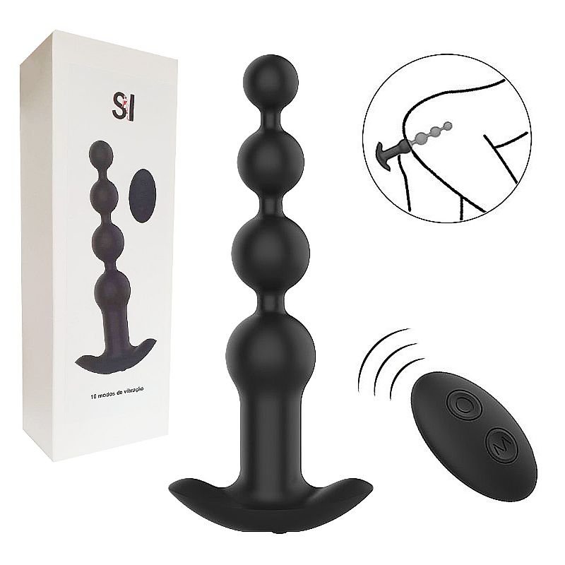 Plug Anal Escalonado com Vibrador e Controle Remoto