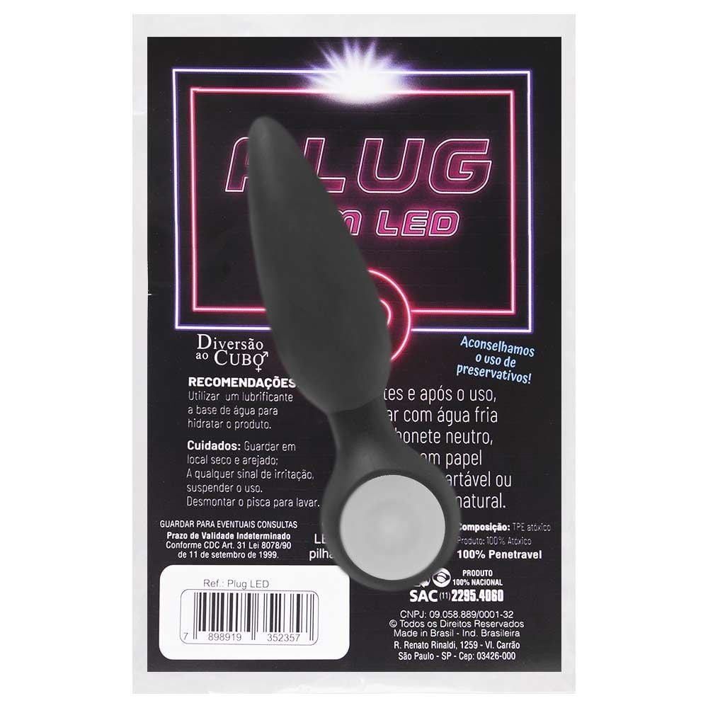 Plug Anal Led Cônico Diversão Ao Cubo