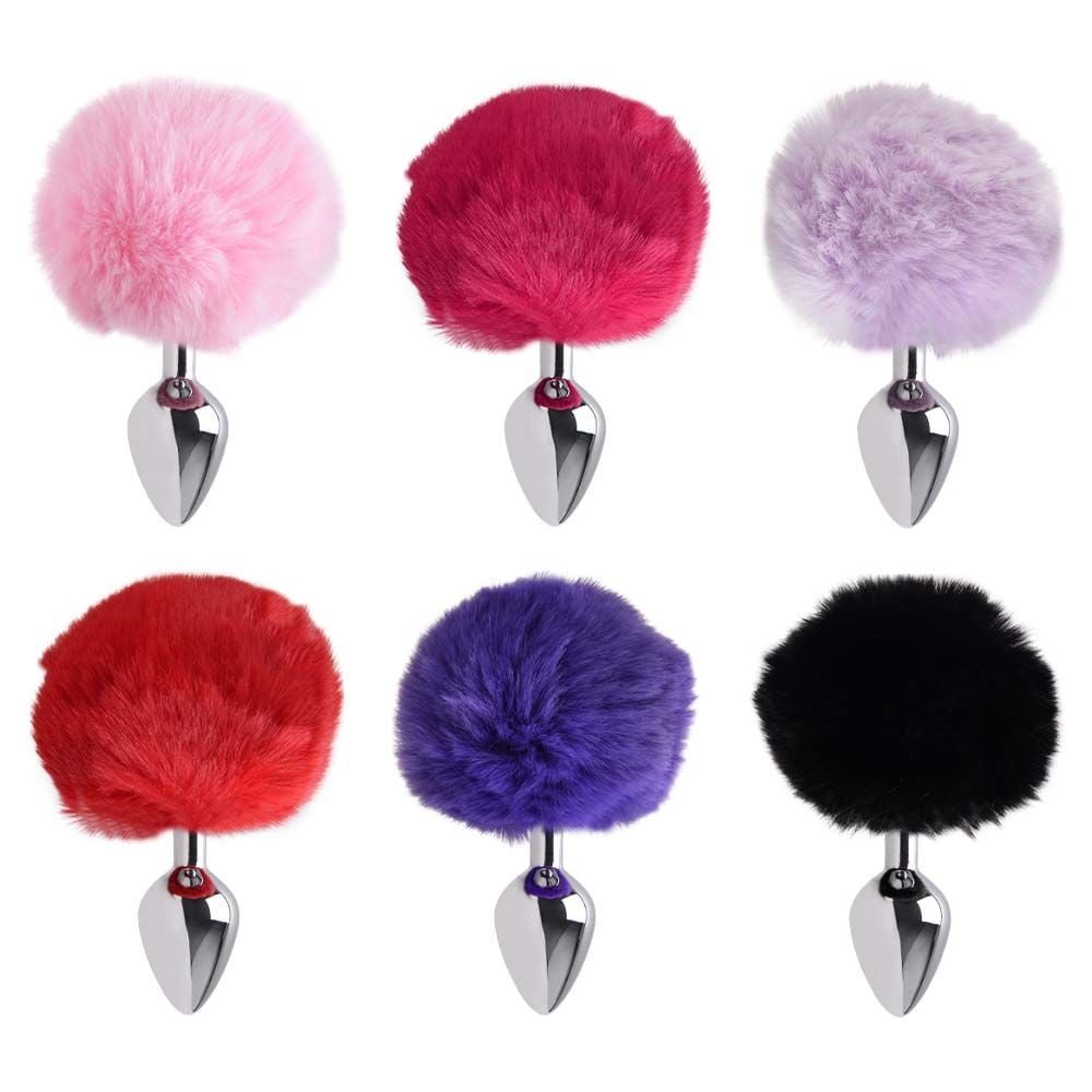 Plug Anal Médio Aço Pompom Coelho Sexy Import