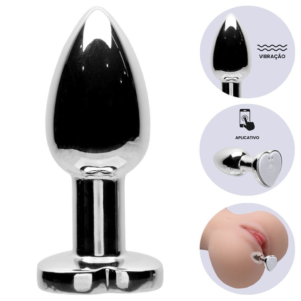 Plug Anal Metal Led 12 Vibrações Tamanho P Vipmix
