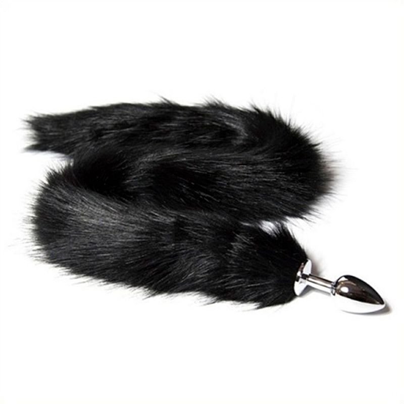 Plug Anal Rabo de Raposa - 80cm - Preto - Tamanho P
