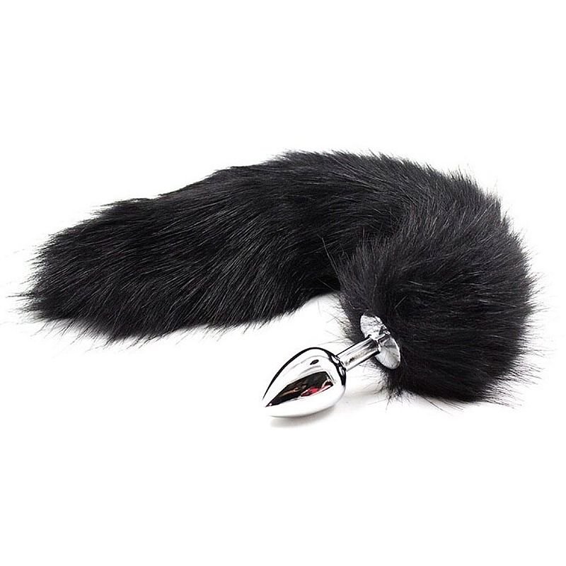 Plug Anal Rabo de Raposa - Preto - Tamanho P