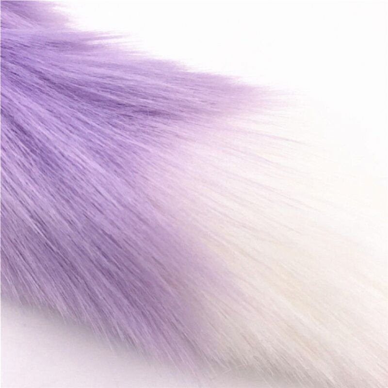 Plug Anal Rabo de Raposa - Roxo e Branco 48 cm - Tamanho P