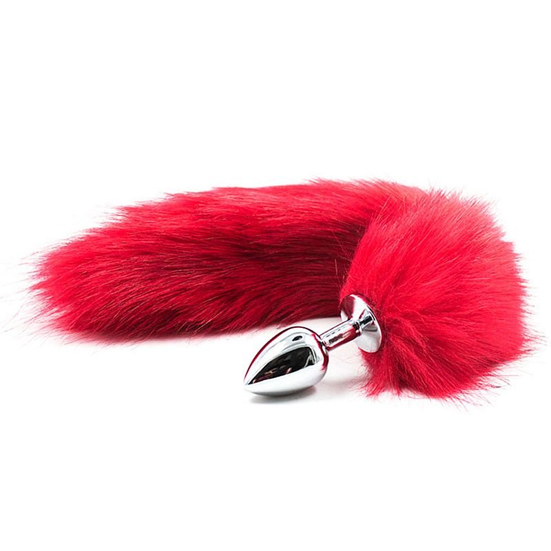 Plug Anal Rabo de Raposa - Vermelho - Plug Tamanho P / 40 cm de cauda