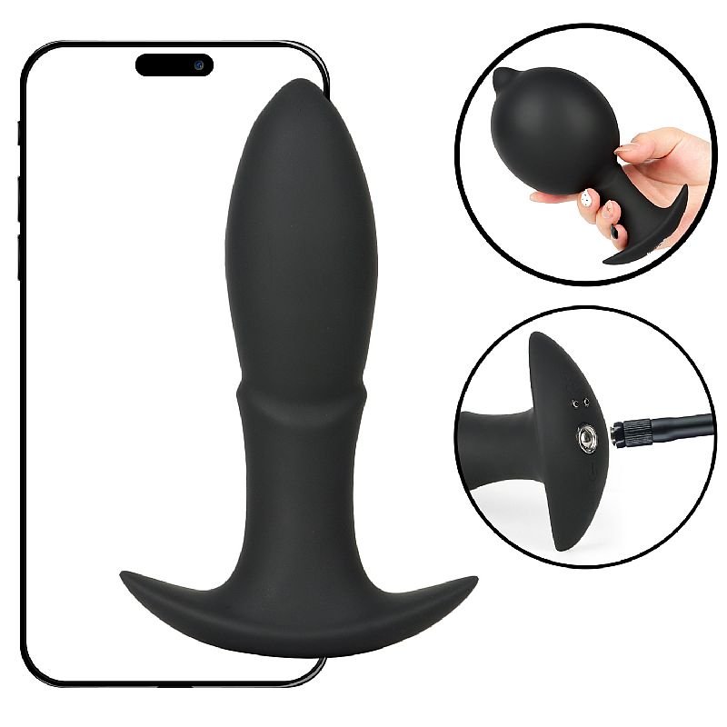 Plug Anal Silicone Inflável com Vibração - 12,0 X 3,7 - À Longa distância App
