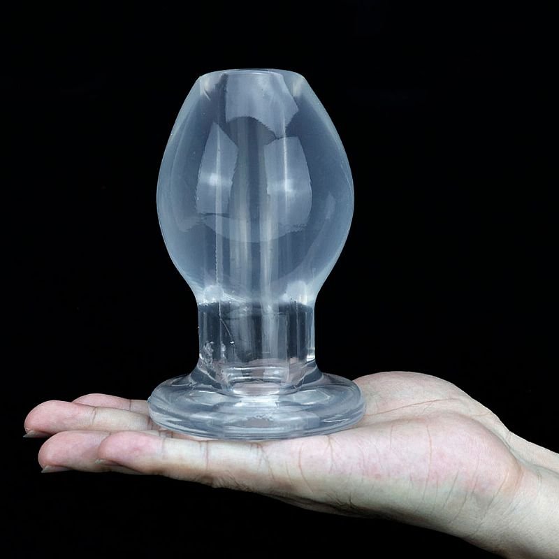 Plug Anal Vazado em Plástico - 13,5 X 7,8 cm - Tamanho GG - Preto