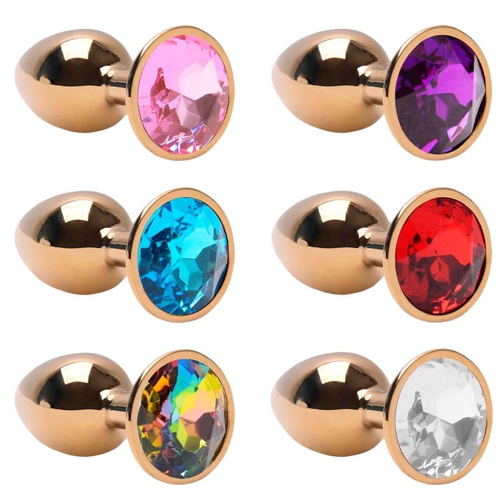 Plug P Anal Aço Dourado Pedra Vipmix