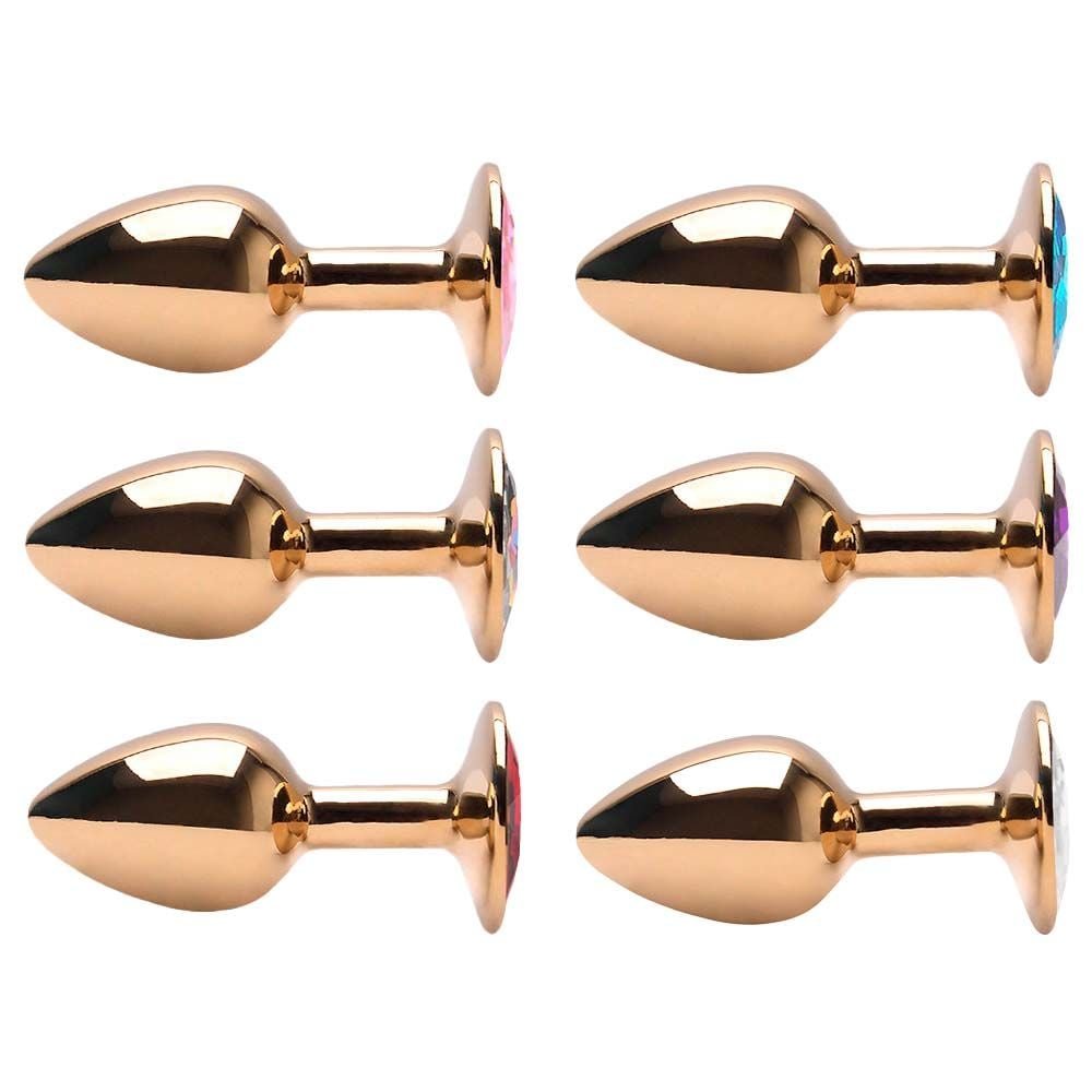 Plug P Anal Aço Dourado Pedra Vipmix