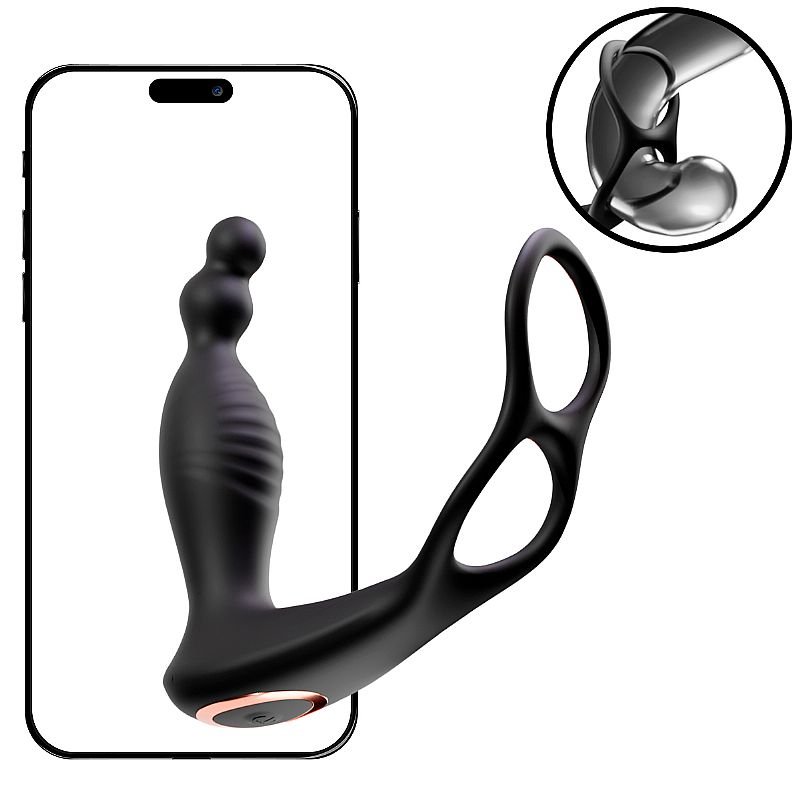 Plug para Próstata em Silicone com Aquecimento e Anel Duplo - Pulseduo - App - GALAKU