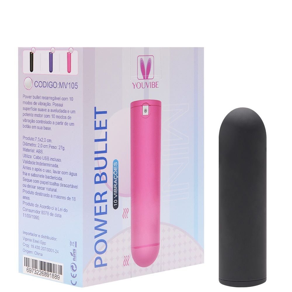 Power Bullet Recarregável 10 Vibrações Vipmix