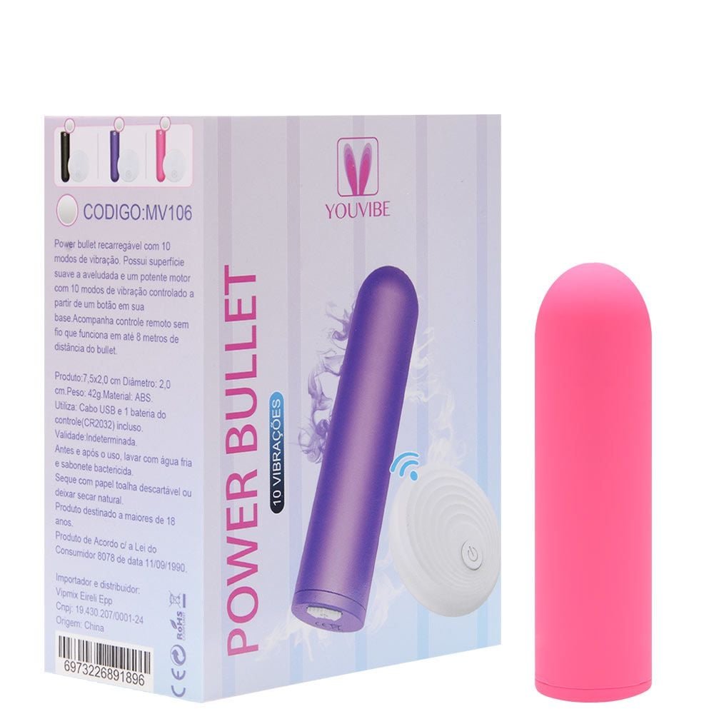 Power Bullet Recarregável 10 Vibrações Wireless Vipmix