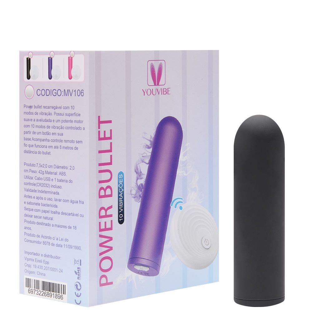 Power Bullet Recarregável 10 Vibrações Wireless Vipmix