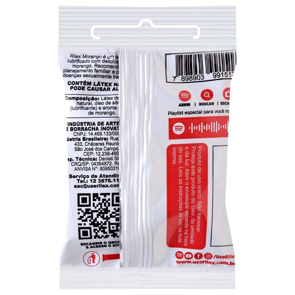 Preservativo Morango 03 Unidades Rilex