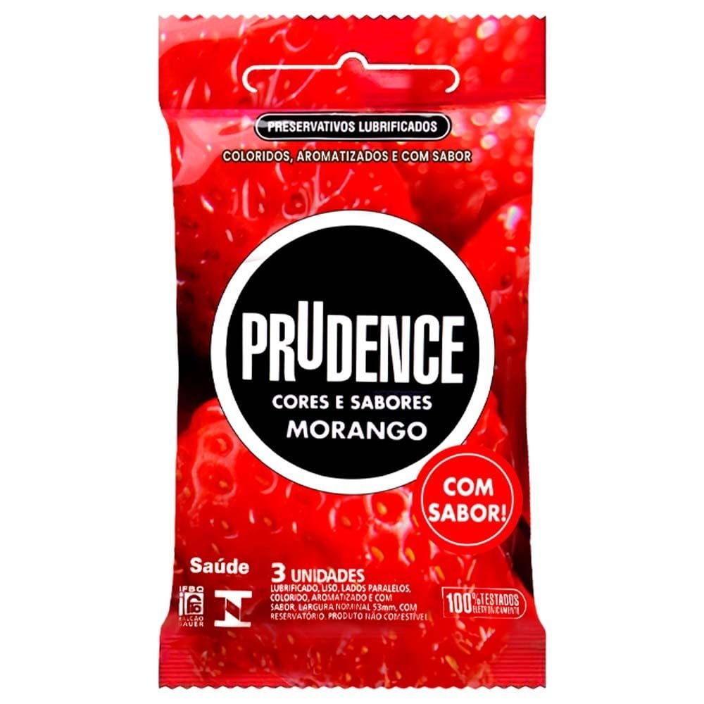 Preservativo Morango Com 3 Unidades Prudence