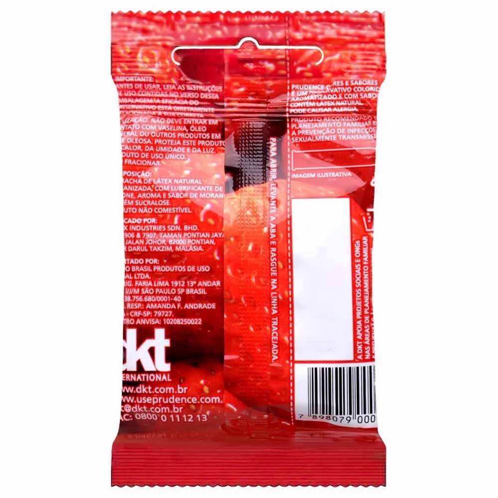 Preservativo Morango Com 3 Unidades Prudence