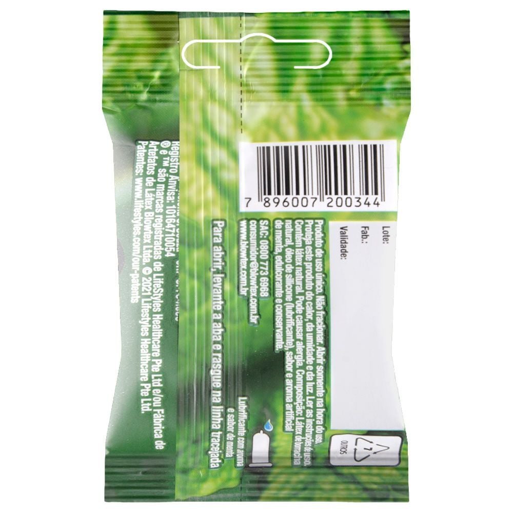 Preservativo Sabor Menta 03 Unidades Blowtex