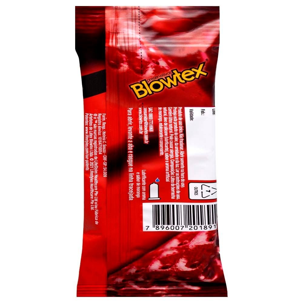 Preservativo Sabor Morango 12 Unidades Blowtex