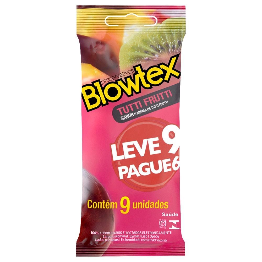Preservativo Sabor Tutti Frutti 09 Unidades Blowtex